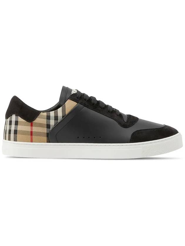 Checked Leather Suede Low Top Sneakers Black - BURBERRY - BALAAN 3