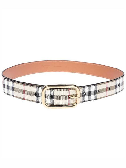 Check Leather Belt Beige - BURBERRY - BALAAN 2