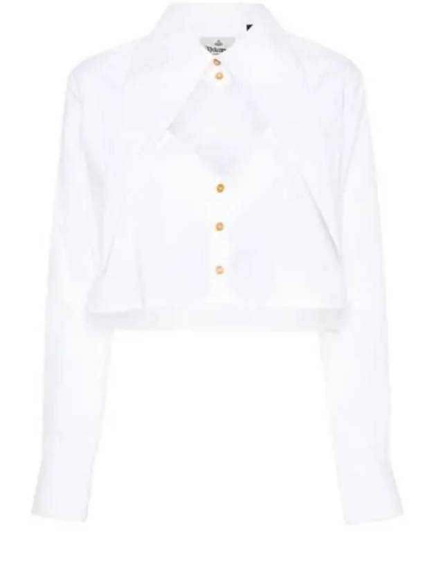 ORB Logo Embroidery Heart Cut-Off Crop Shirt White - VIVIENNE WESTWOOD - BALAAN 2