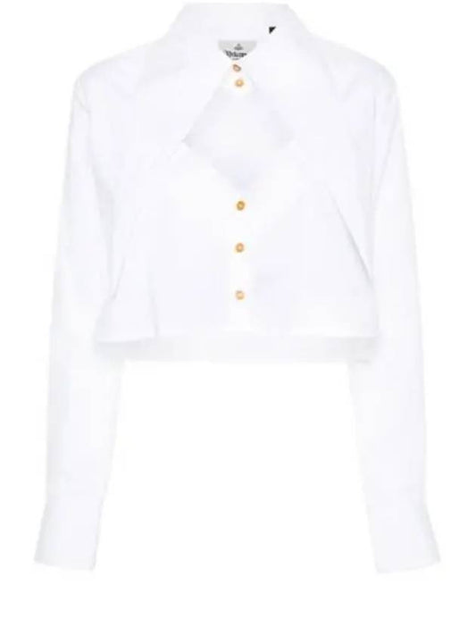 ORB Logo Embroidery Heart Cut-Off Crop Shirt White - VIVIENNE WESTWOOD - BALAAN 2