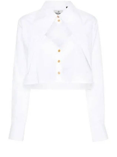 ORB Logo Embroidery Heart Cut-Off Crop Shirt White - VIVIENNE WESTWOOD - BALAAN 2