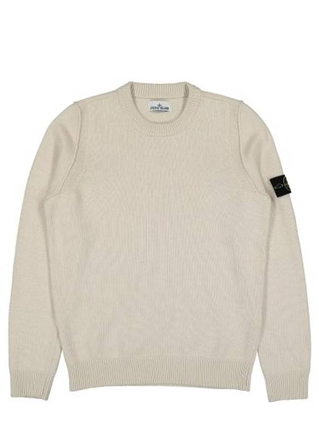 Logo Patch Crew Neck Wool Knit Top Off-White - STONE ISLAND - BALAAN 2