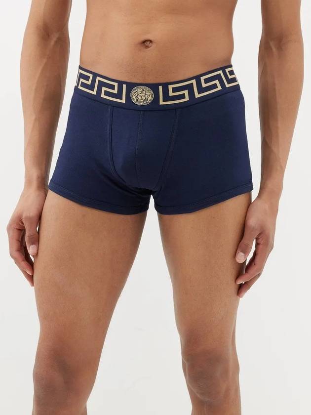 2 Pack Set Medusa Greca Logo Band Briefs Navy White - VERSACE - BALAAN 5