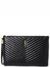 Gold Monogram Document Holder In Matelasse Leather Black - SAINT LAURENT - BALAAN 2