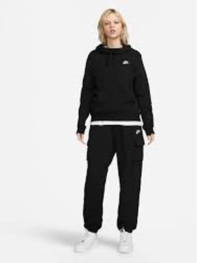 Sportswear Club Fleece Funnel-Neck Hoodie Black - NIKE - BALAAN 3