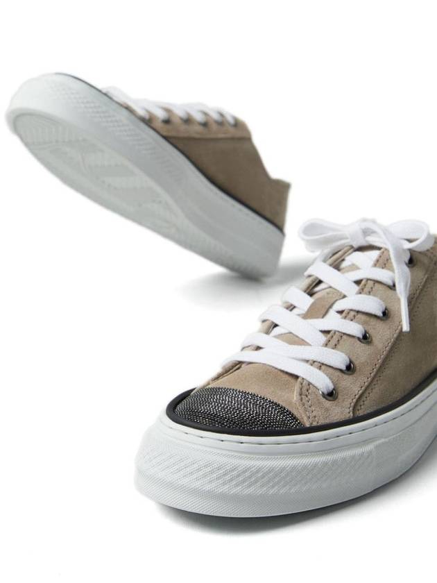 Suede Low Top Sneakers Beige - BRUNELLO CUCINELLI - BALAAN 3