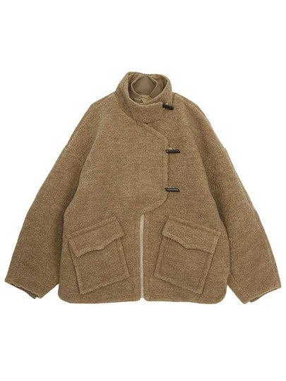 Boucle Wool Shoulder Zip-Up Jacket Tiger's Eye - GANNI - BALAAN 2