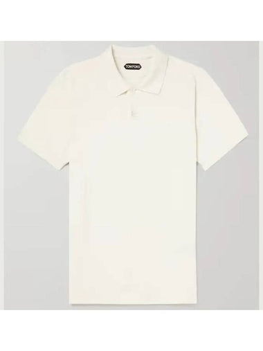 Cotton Pique Short Sleeve Button Passing Polo TShirt Ivory - TOM FORD - BALAAN 1