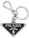 Triangle Logo Metal Keychain Black - PRADA - BALAAN 3