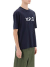 Logo Print Crew Neck Short Sleeve T-Shirt Navy - A.P.C. - BALAAN 3