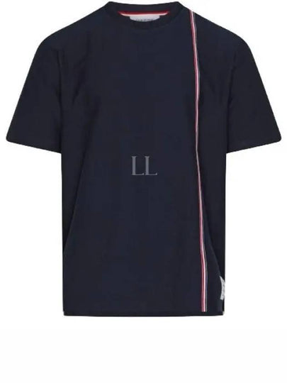 RWB Stripe Cotton Short Sleeve T-shirt Navy - THOM BROWNE - BALAAN 2