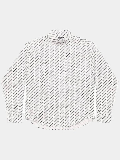 Allover Logo Print Long Sleeve Shirt White Black - BALENCIAGA - BALAAN 2