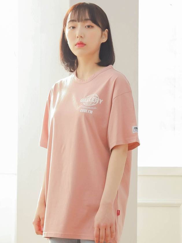 Earth Logo Printing Overfit Short Sleeve T-Shirt Pink - CODE I'M - BALAAN 2