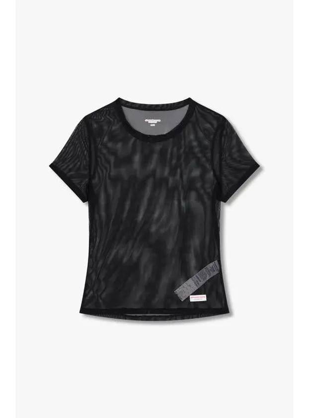 Logo Label Short Sleeve Mesh T Shirt Black - ALEXANDER WANG - BALAAN 1