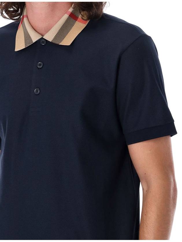 Check Collar Cotton Polo Shirt Navy - BURBERRY - BALAAN 4