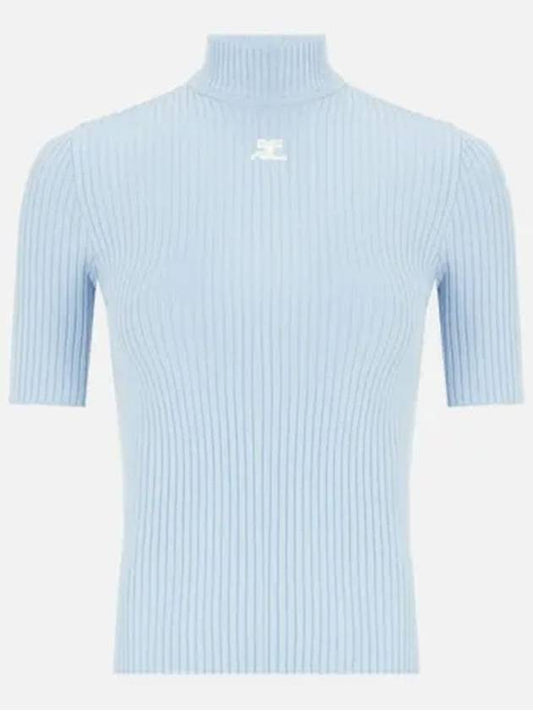 Re-Edition Short Sleeves Rib Knit Top Blue - COURREGES - BALAAN 1