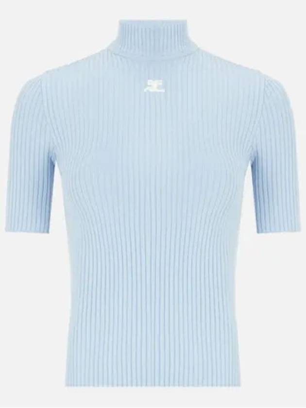 Re-Edition Short Sleeves Rib Knit Top Blue - COURREGES - BALAAN 1