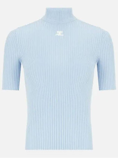 Re-Edition Short Sleeves Rib Knit Top Blue - COURREGES - BALAAN 1