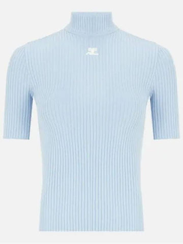 Re-Edition Short Sleeves Rib Knit Top Blue - COURREGES - BALAAN 1