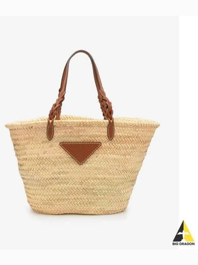 Woven Palm Leather Tote Bag Beige - PRADA - BALAAN 2