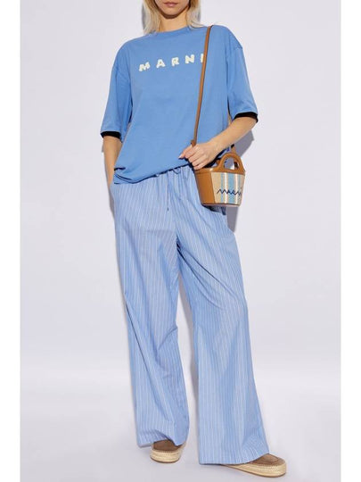 Marni Cotton Trousers With Striped Pattern, Women's, Blue - MARNI - BALAAN 2