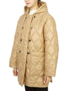 Shiny Quilt Hooded Jacket Beige - GANNI - BALAAN 4