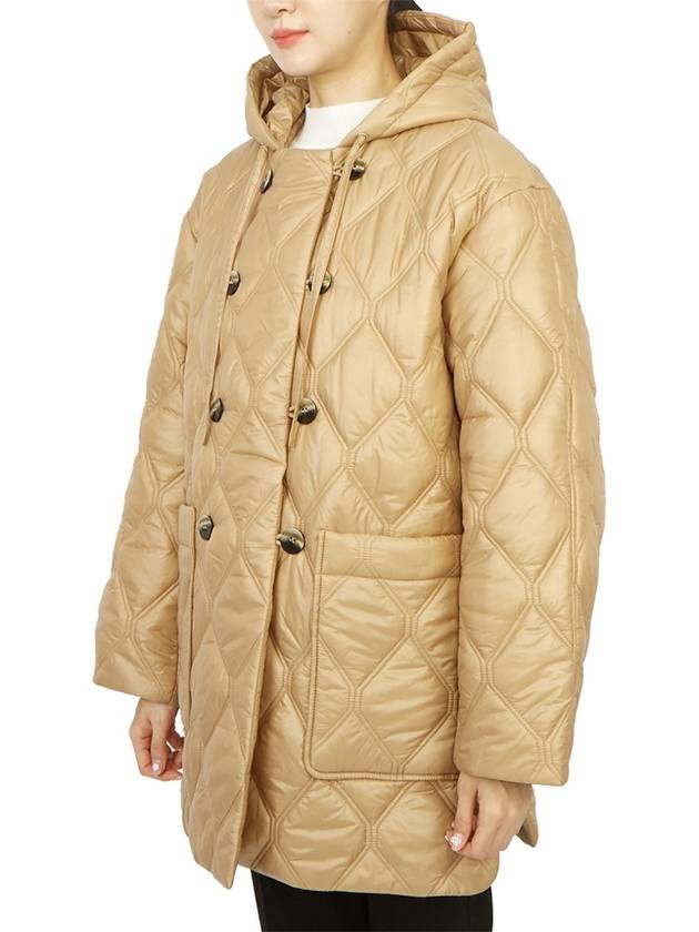 Shiny Quilt Hooded Jacket Beige - GANNI - BALAAN 6