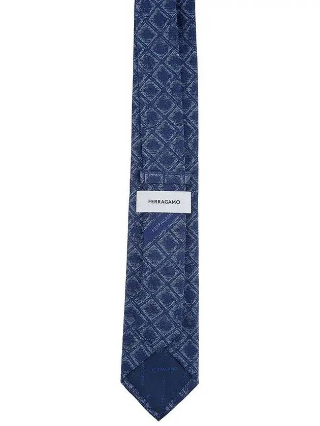 Jacquard Check Print Tie Blue - SALVATORE FERRAGAMO - BALAAN 5