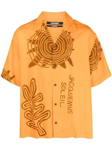 Men's La Chemise Jeans Print Short Sleeve Shirt Orange - JACQUEMUS - BALAAN 1