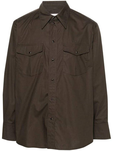 Western Poplin Long Sleeve Shirt Espresso - LEMAIRE - BALAAN 1