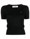 ORB Logo Short Sleeve Knit Top Black - VIVIENNE WESTWOOD - BALAAN 2