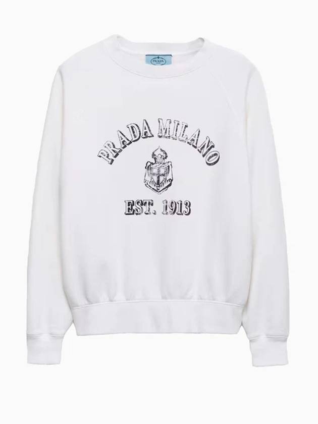 Logo Crew Neck Sweatshirt White - PRADA - BALAAN 1