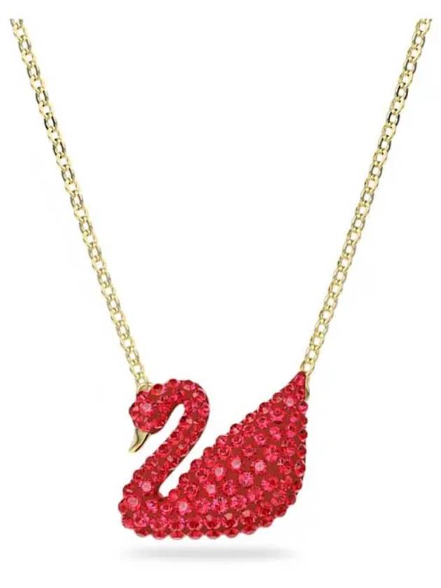 Iconic Swan Pendant Necklace Red Rose Gold - SWAROVSKI - BALAAN 2