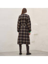 Women's Sailor Collar Handmade Oversized Coat Brown Check - MITTE - BALAAN 4