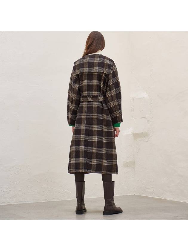 Women's Cape Collar Handmade CoatBrown Check - MITTE - BALAAN 4