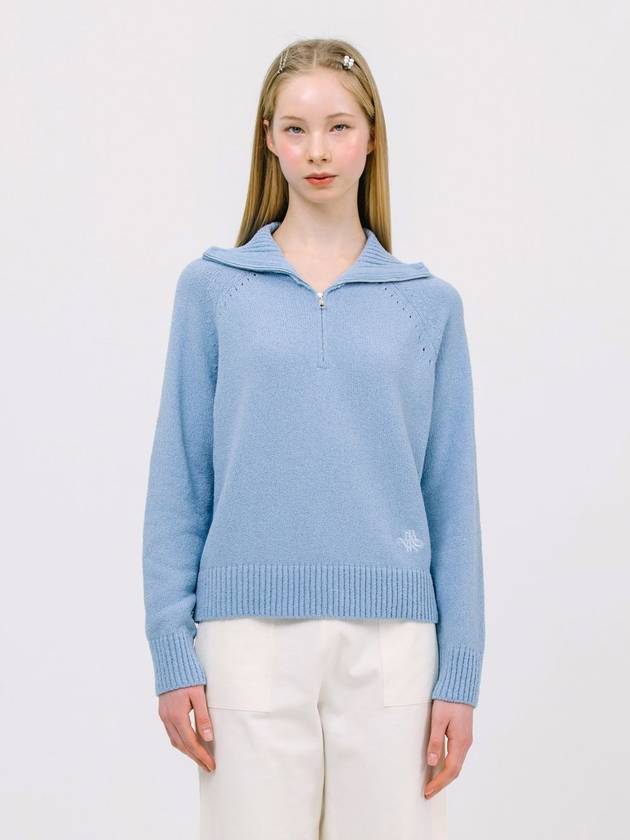 JK Boocle Half Zip Up Knit Top Sky Blue - JUN BY JUN K - BALAAN 1