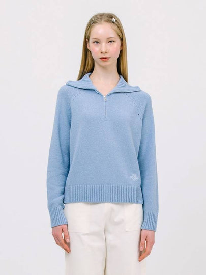 JK Boocle Half Zip Up Knit Top Sky Blue - JUN BY JUN K - BALAAN 2