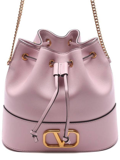 V Logo Chain Mini Bucket Bag Pink - VALENTINO - BALAAN 2