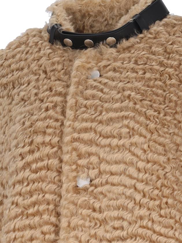 Leather neck strap mohair single coat gold earth - JIL SANDER - BALAAN 6