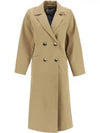 Twill Double Breasted Coat Beige - GANNI - BALAAN 2