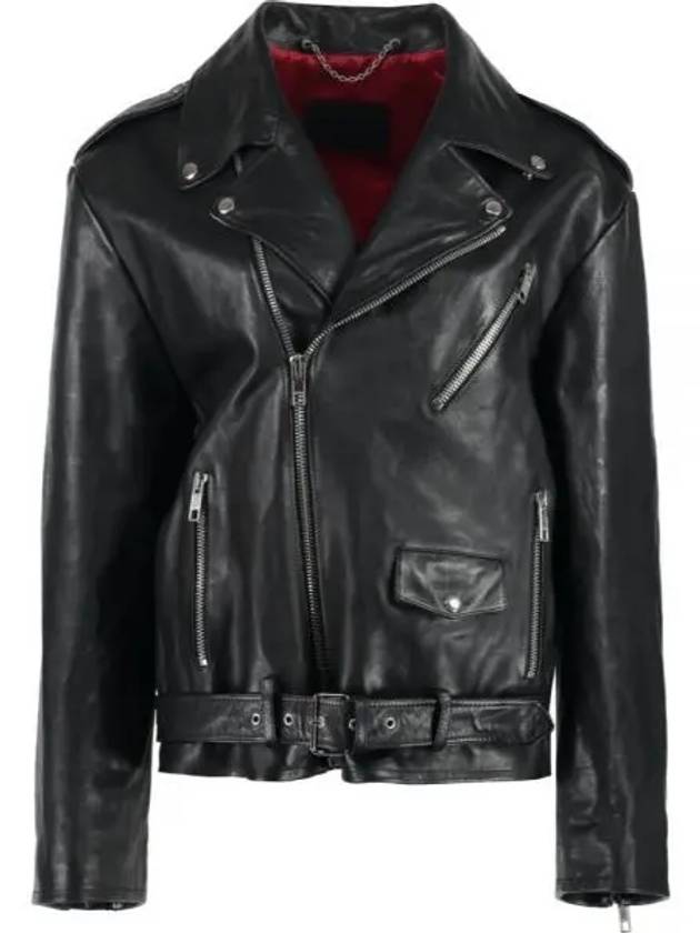 Leather Biker Jacket Black - GUCCI - BALAAN 2