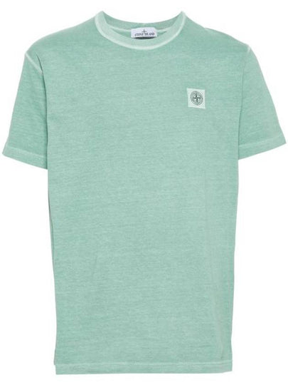 Organic Cotton Short Sleeve T-Shirt Light Green - STONE ISLAND - BALAAN 2