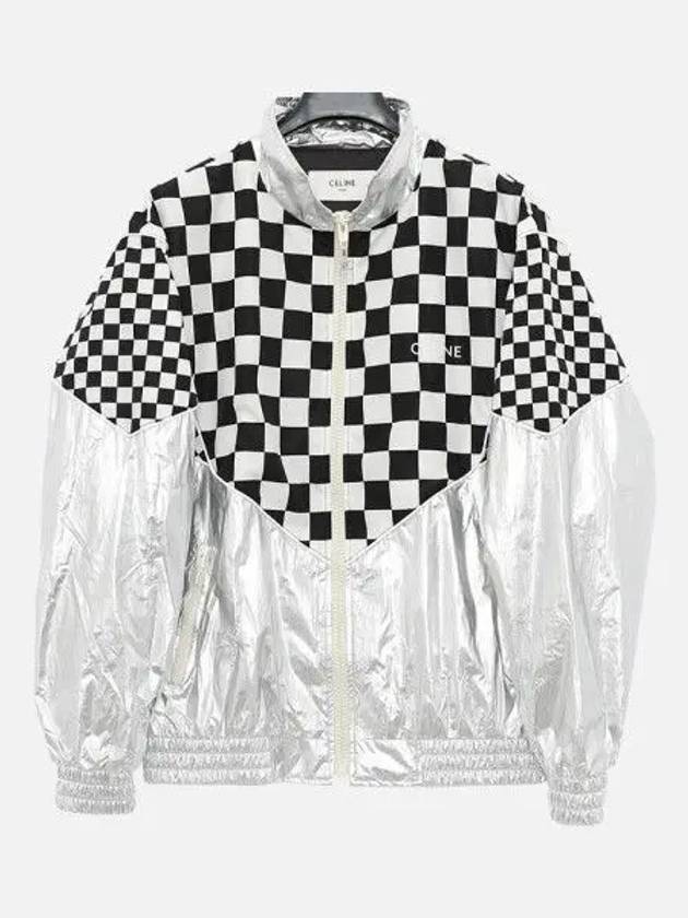 Check Metallic Loose Fit Nylon Jacket Black White - CELINE - BALAAN 2