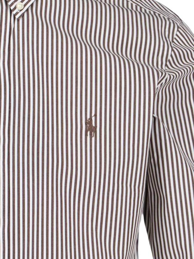 All Fit Striped Long Sleeve Shirt Brown - POLO RALPH LAUREN - BALAAN 4