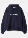 Logo Embroidered Drawstring Hoodie Dark Blue - SUNNEI - BALAAN 2