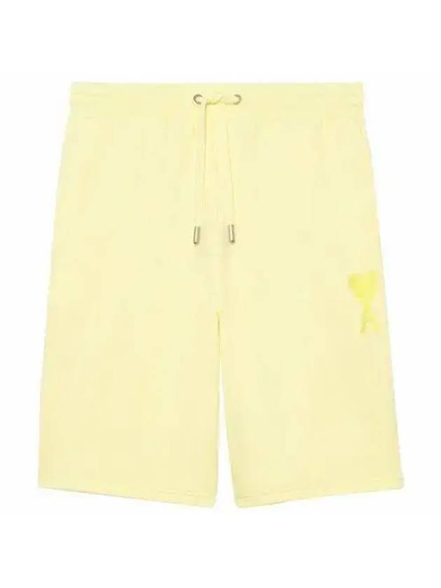 Men's Heart Logo Sweat Shorts Yellow - AMI - BALAAN.
