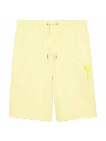 Heart Logo Tone On Tone Track Shorts Yellow - AMI - BALAAN 1