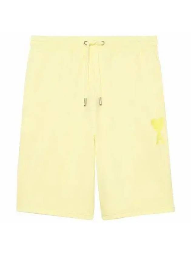 Heart Logo Tone On Tone Track Shorts Yellow - AMI - BALAAN 1