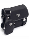 triangle logo Re-nylon Saffiano cross bag black - PRADA - BALAAN.