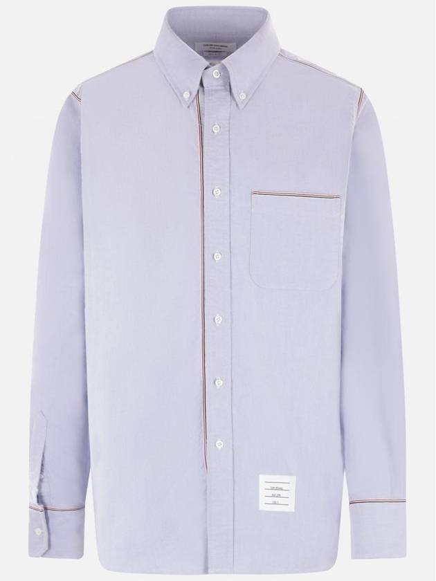 Oxford Grosgrain Framing Long Sleeve Shirt Light Blue - THOM BROWNE - BALAAN 2